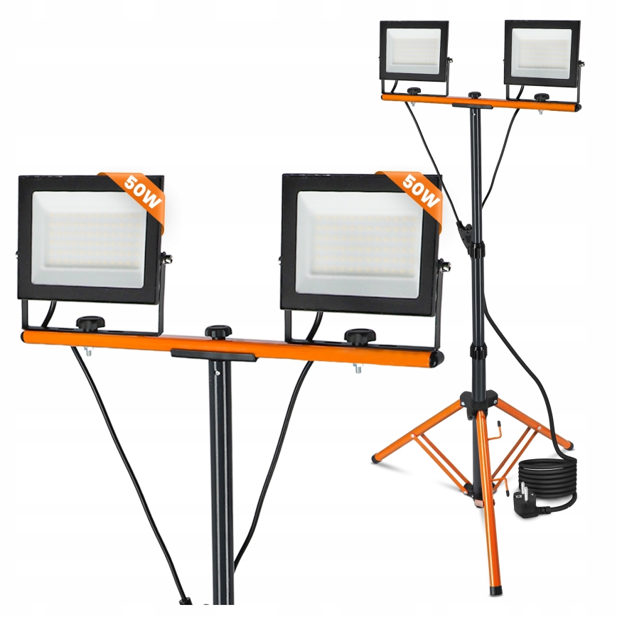 LED-reflektor jalusega 2xLED/50W/230V 4500K IP65 must/oranž