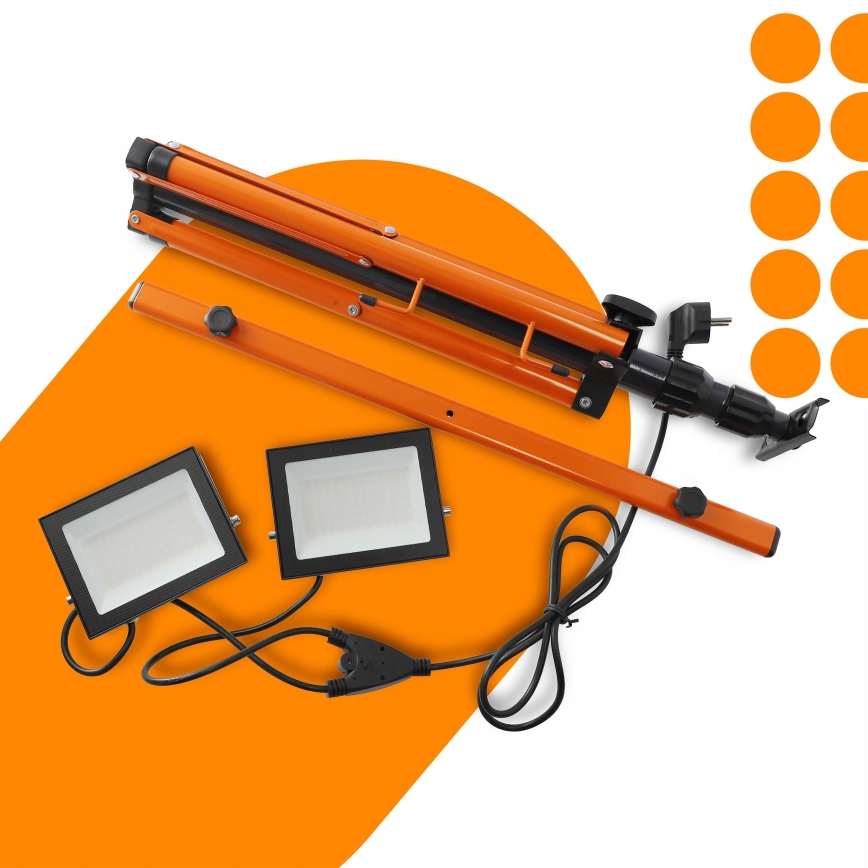 LED-reflektor jalusega 2xLED/50W/230V 4500K IP65 must/oranž