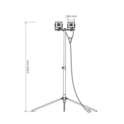 LED reflektor koos statiiviga 2xLED/30W/230V 6500K IP65 kollane