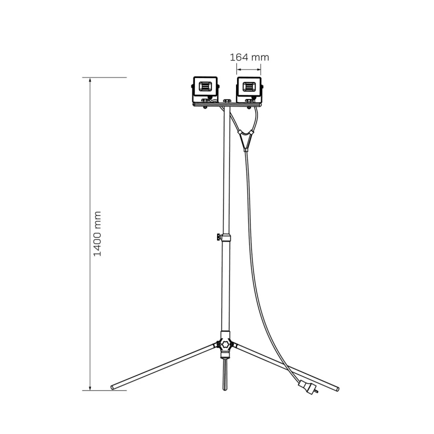 LED reflektor koos statiiviga 2xLED/30W/230V 6500K IP65 kollane