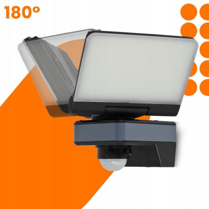 LED-reflektor liikumis- ja hämarusanduriga LED/24W/230V 4200K IP54 must