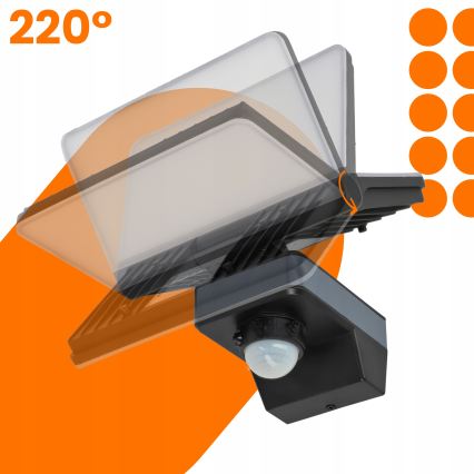 LED-reflektor liikumis- ja hämarusanduriga LED/44W/230V 4200K IP54 must