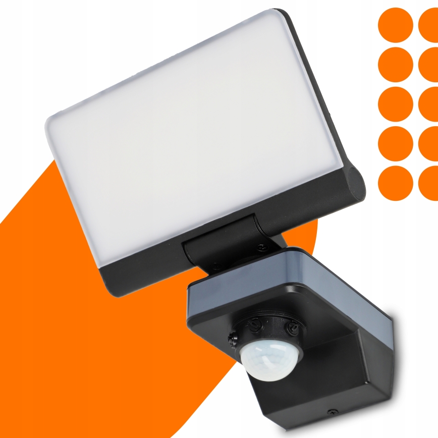LED-reflektor liikumis- ja hämarusanduriga LED/44W/230V 4200K IP54 must