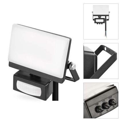 LED-reflektor liikumis- ja hämarusanduriga TAMBO EVO LED/20W/230V 4000K IP44 must