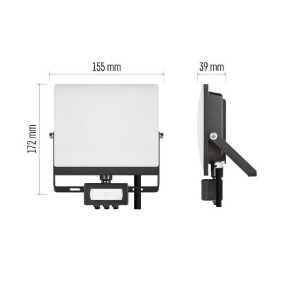 LED-reflektor liikumis- ja hämarussensoriga TAMBO EVO LED/30W/230V 4000K IP44 must