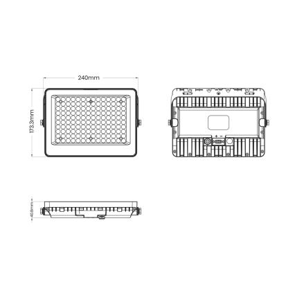 LED-prožektor FOCUS päikesepaneeliga, LED/100W, 15000 mAh 3,2V, 6000K, IP65 + kaugjuhtimispult