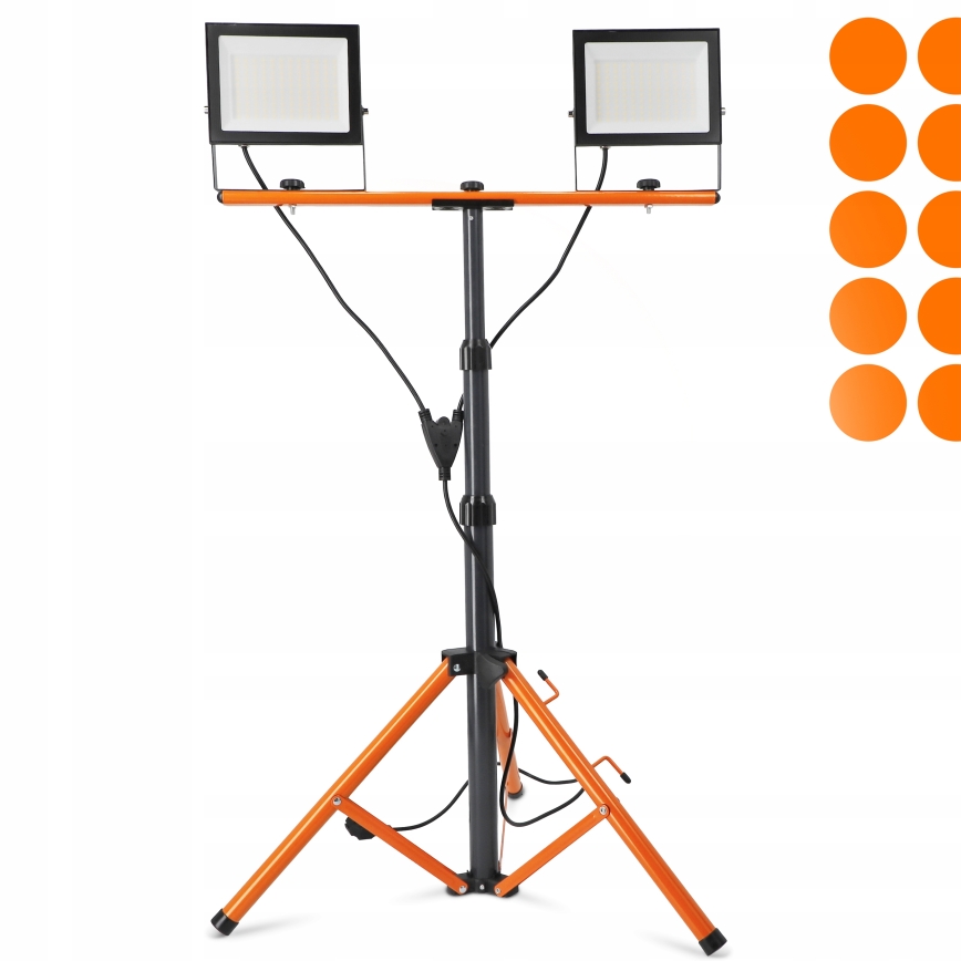 LED-reflektor statiiviga 2xLED/100W/230V 4500K IP65 must/oranž