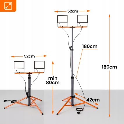 LED-reflektor statiiviga 2xLED/100W/230V 4500K IP65 must/oranž