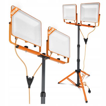 LED-reflektor statiiviga 2xLED/100W/230V 4500K IP65 oranž