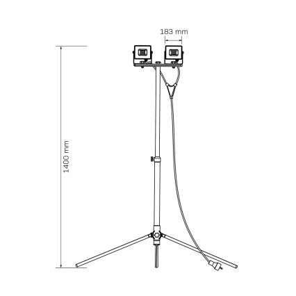 LED-reflektor statiiviga 2xLED/50W/230V 6500K IP65 kollane