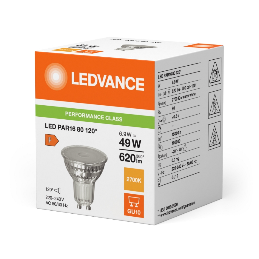 LED-reflektoripirn PAR16 GU10/6,9W/230V 2700K 120° - Ledvance