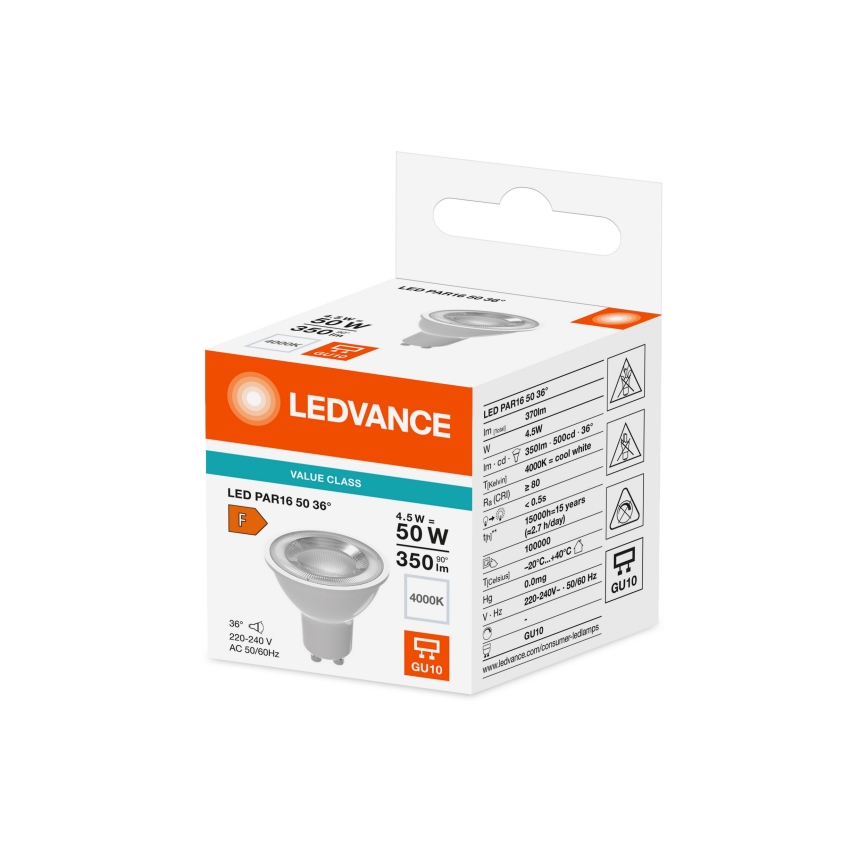 LED-reflektorpirn PAR16 GU10/4,5W/230V 4000K 36° - Ledvance
