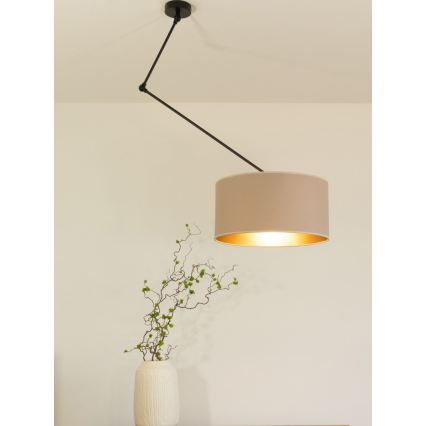 LED reguleeritav lühter varrega GORTA 1xE27/60W/230V beež/kuldne