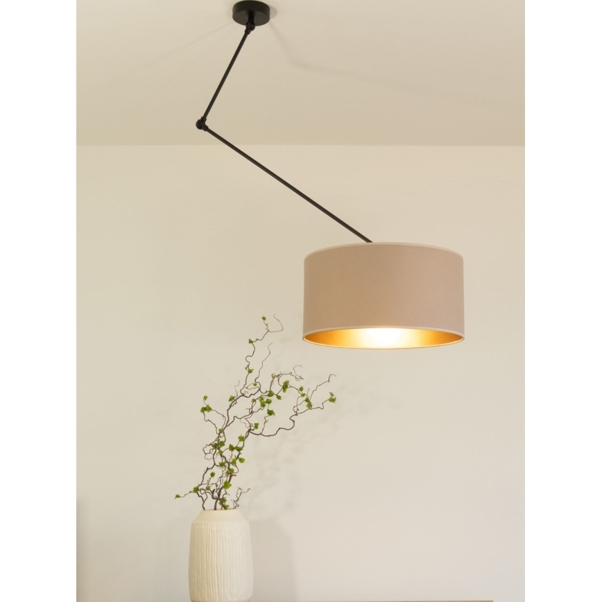 LED reguleeritav lühter varrega GORTA 1xE27/60W/230V beež/kuldne