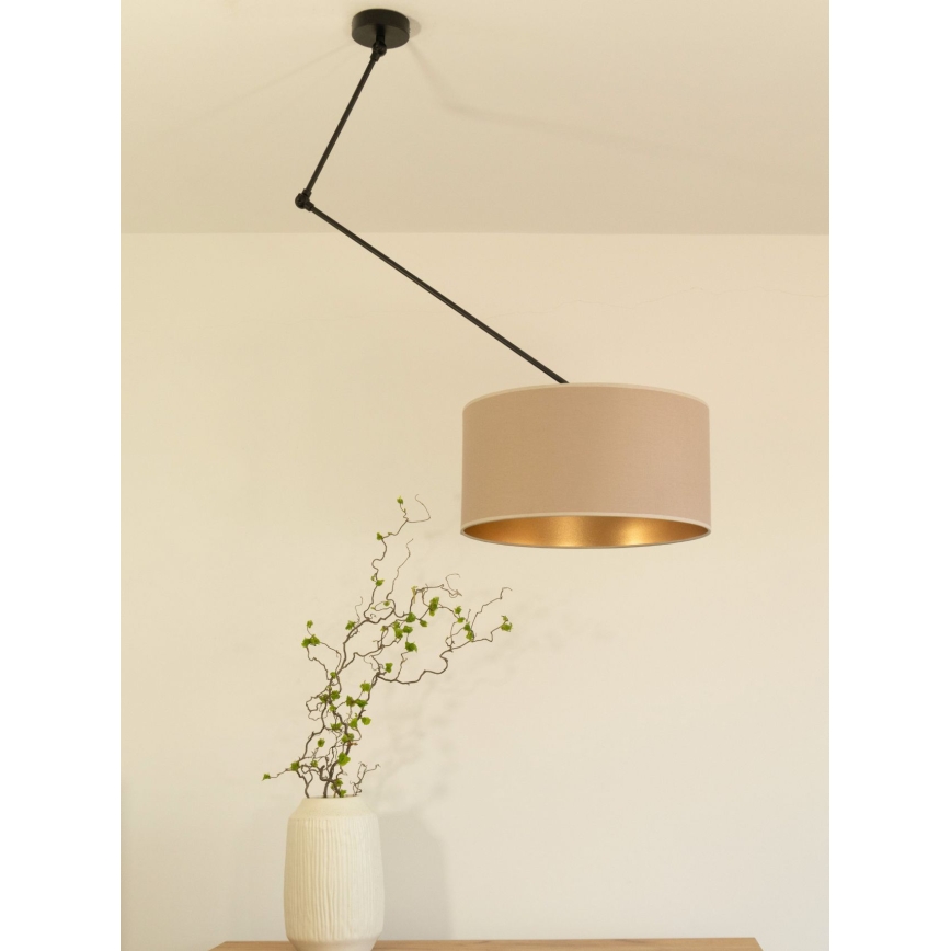 LED reguleeritav lühter varrega GORTA 1xE27/60W/230V beež/kuldne