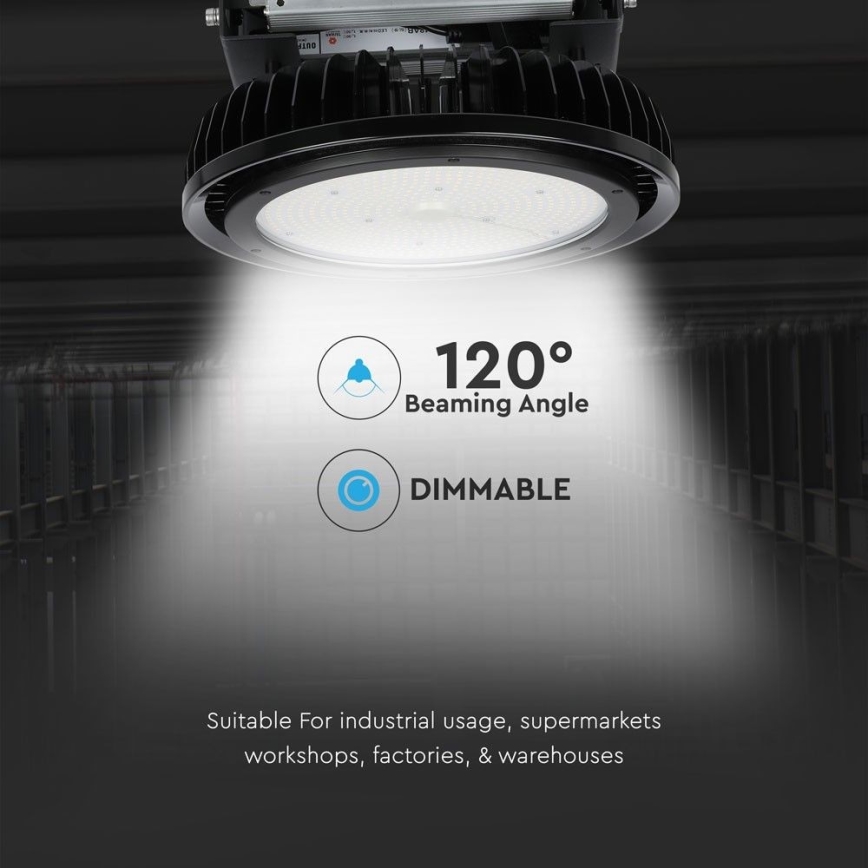 LED Dimmable tööstusvalgusti High Bay LED/500W/230V 4000K IP65 must