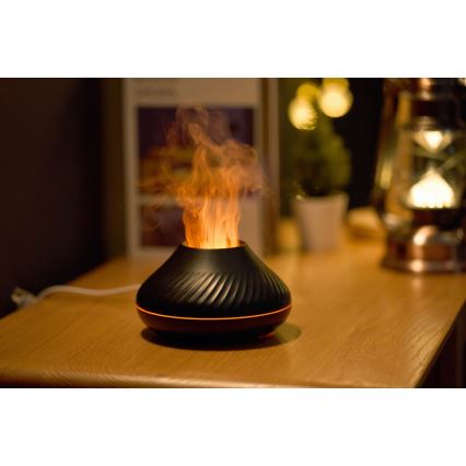 LED RGB Aroomihajuti koos leegi imitatsiooniga LED/6,5W/5V 130ml must