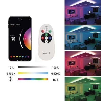 LED RGB+CCT Hämardatav valgusriba GOSMART LED/21W/230V 5 m 2700-6500K IP44 Wi-Fi + kaugjuhtimispult