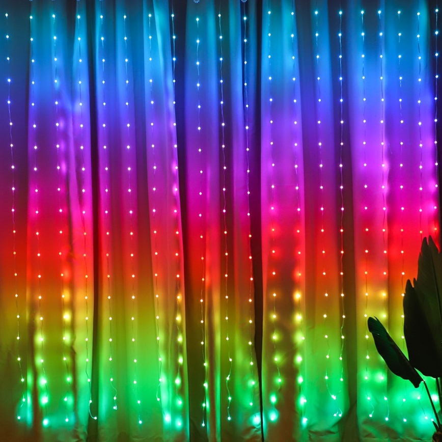 LED RGB hämardatav jõulukardin WIZARD 400xLED/USB 2x2m + kaugjuhtimispult