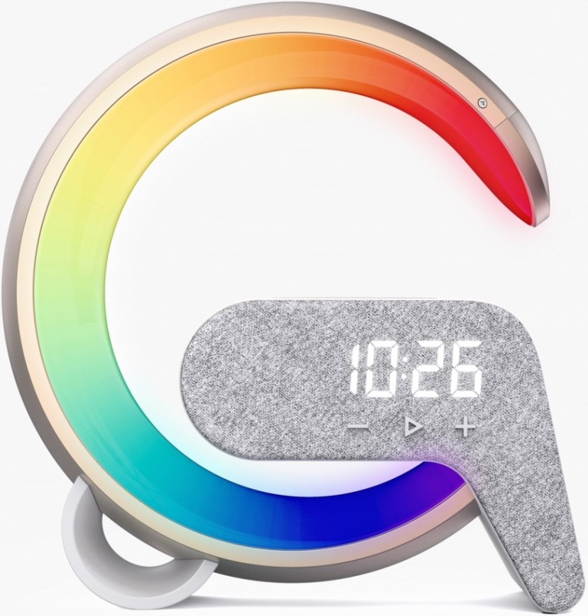 LED RGB Hämardatav laualamp koos äratuskell ja Qi laadimisega 30W/230V kuldne