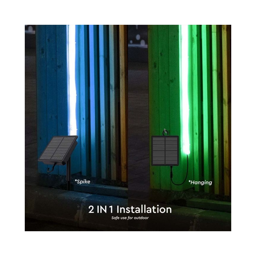 LED RGB Hämardatav päikesepaneeliga riba LED/1,2W/3,7V IP67 5m + kaugjuhtimispult