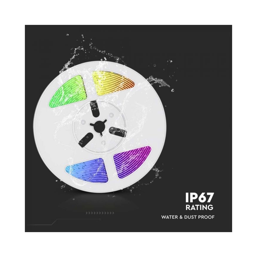 LED RGB Hämardatav päikesepaneeliga riba LED/1,2W/3,7V IP67 5m + kaugjuhtimispult