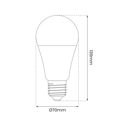 LED RGB Hämardatav pirn A70 E27/11W/230V 2700-6500K Wi-Fi Tuya