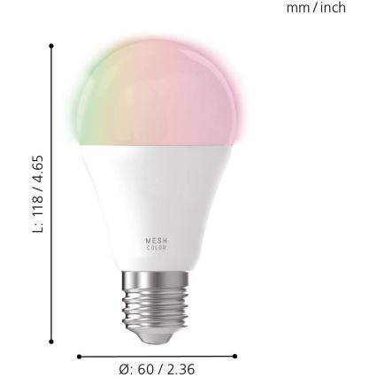 LED RGB Hämardatav pirn CONNECT E27/9W 2700-6500K - Eglo