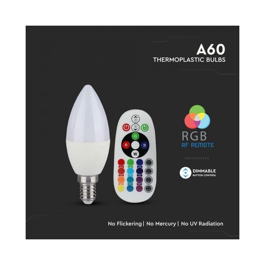 LED RGB Hämardatav pirn E14/3,5W/230V 6400K + Pult