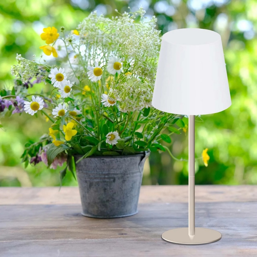 LED RGBW hämardatav puutetundlik välitingimustele mõeldud laualamp LUCIA LED/2W/5V 1800/2700/6500K 3600 mAh IP44 beež