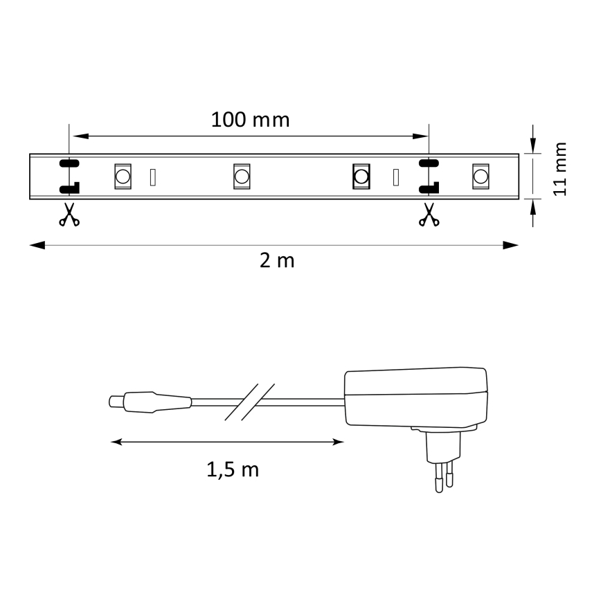 LED RGB Hämardatav riba MAGIC 2 m LED/12W/230V + Pult