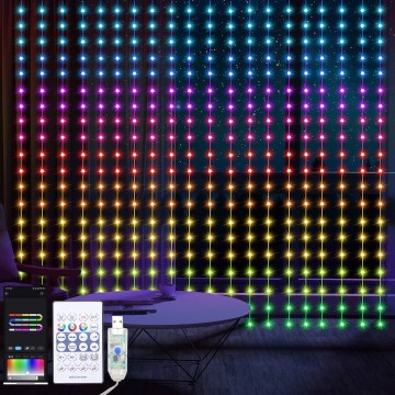 LED RGB Hämardatav  valguskardin WIZARD 400xLED/USB 2x2m + kaugjuhtimispult
