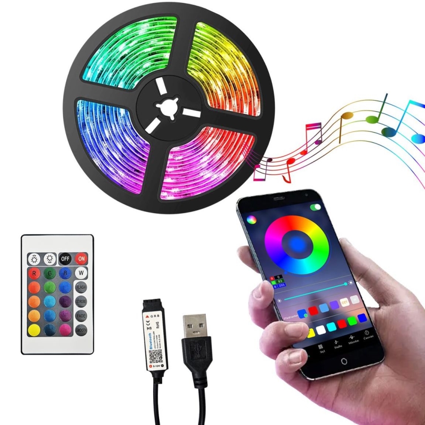 LED RGB Hämardatav valgusriba LED/6W/5V USB 2 m + kaugjuhtimispult