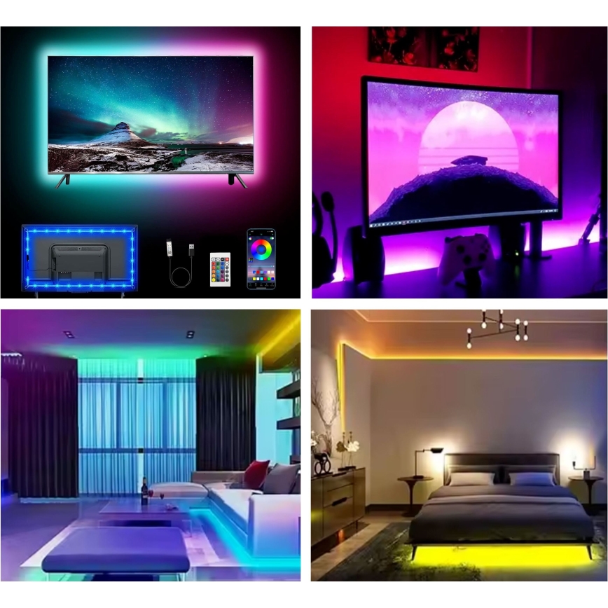 LED RGB Hämardatav valgusriba LED/6W/5V USB 2 m + kaugjuhtimispult