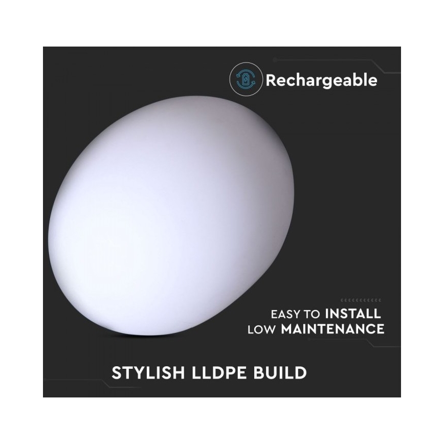 LED RGB Hämardatav väli lamp LED/1W/5V 1000 mAh 20cm IP67 + kaugjuhtimispult