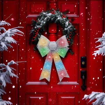 LED RGB jõulukaunistus 11xLED/3xLR44 40x30 cm hõbedane vibu