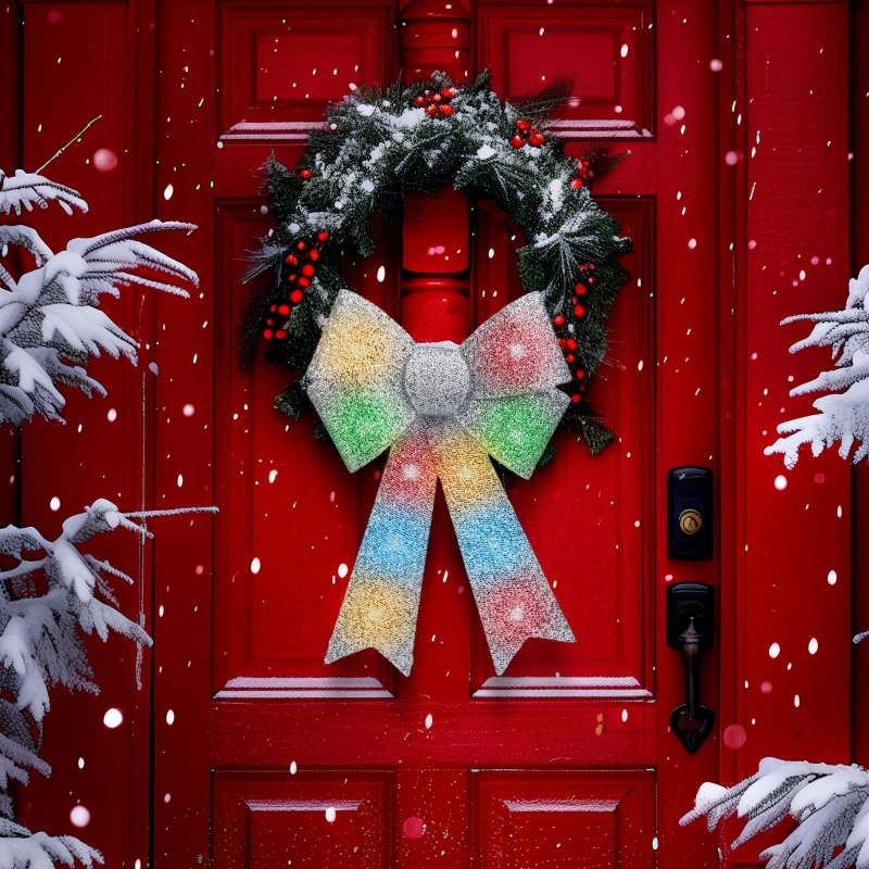 LED RGB jõulukaunistus 11xLED/3xLR44 40x30 cm hõbedane vibu