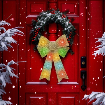 LED RGB jõulukaunistus 11xLED/3xLR44 40x30 cm kuldne vibu