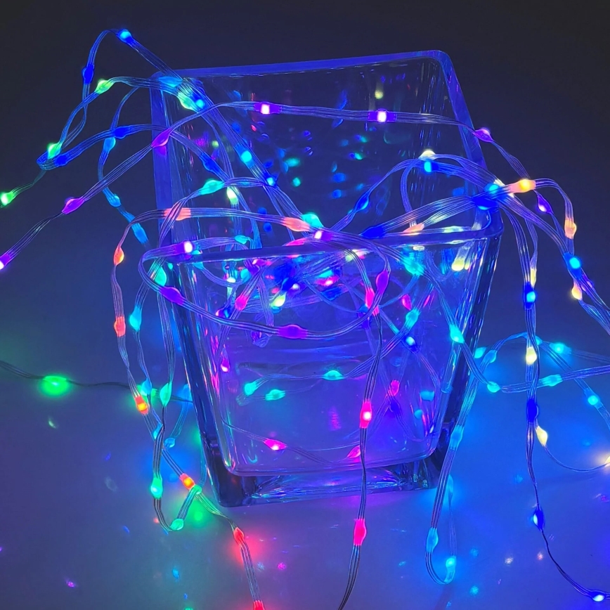 LED RGB jõulukett LED/10W/5V 10 m USB + kaugjuhtimispult
