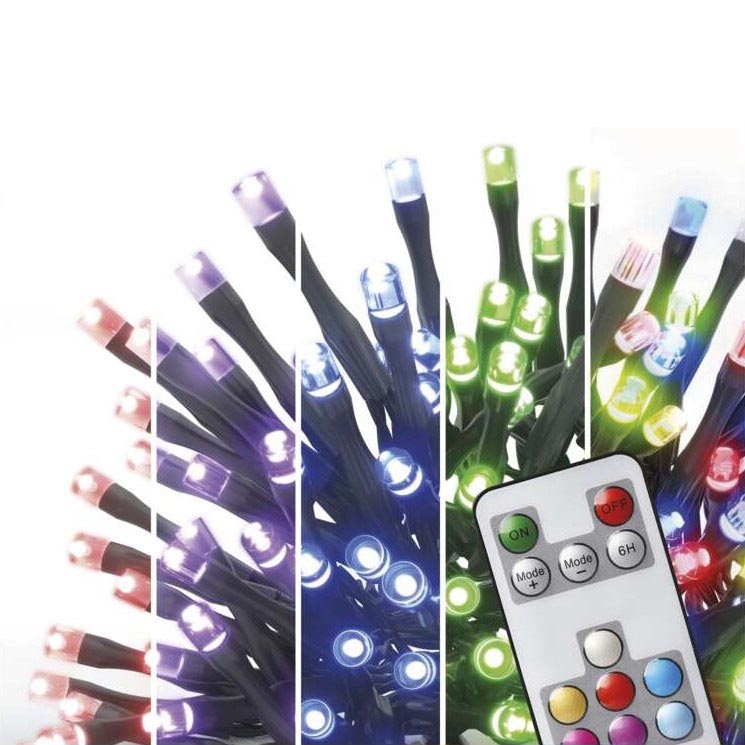 LED RGB Jõuluteemaline väli valguskett 120xLED/72 režiimi 15m IP44 + pult