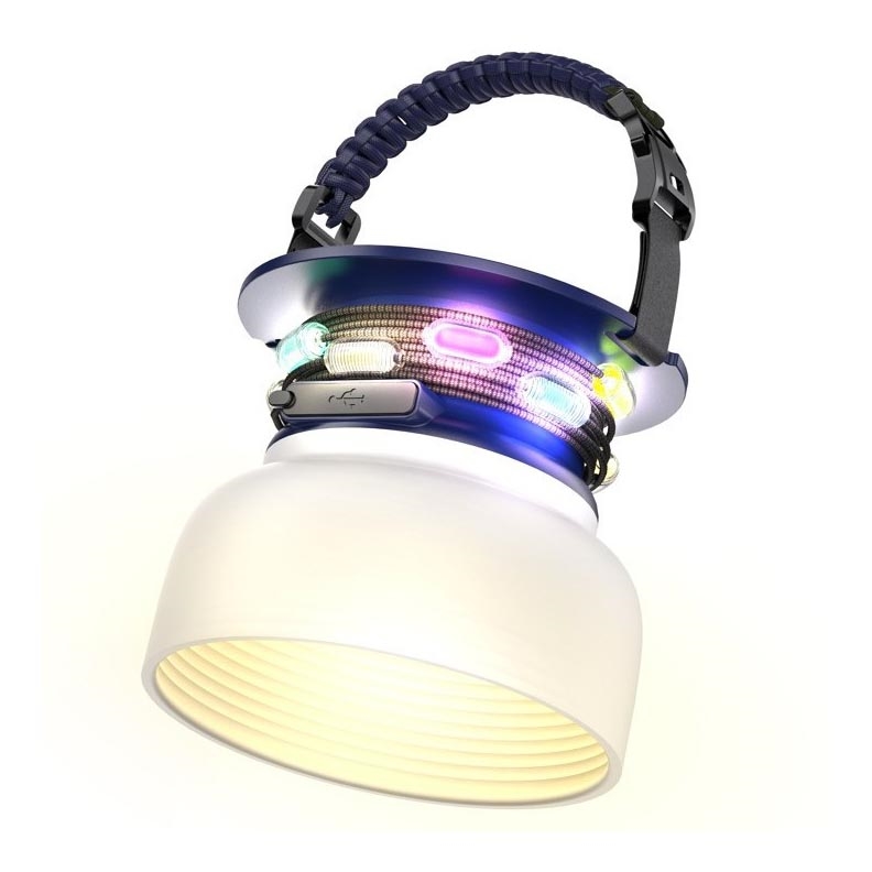 LED RGB Kaasaskantav päikesepaneeliga laetav lamp koos LED valguskett LED/10W/5V 3600 mAh IP65