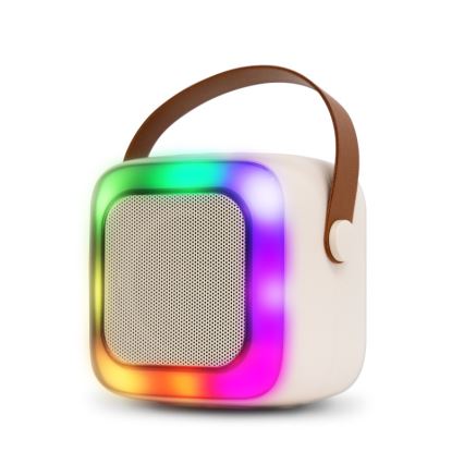 CONNECT IT CSP-1010-BG - LED RGB-kõlar koos 2 traadita mikrofoniga (2Mic), 5W/1200 mAh + 2x 400 mAh, kreemjas/kuldne