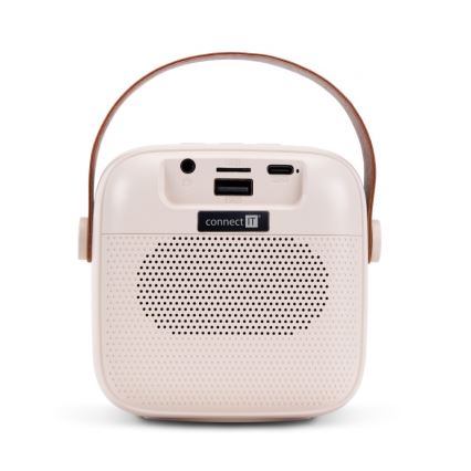 CONNECT IT CSP-1010-BG - LED RGB-kõlar koos 2 traadita mikrofoniga (2Mic), 5W/1200 mAh + 2x 400 mAh, kreemjas/kuldne