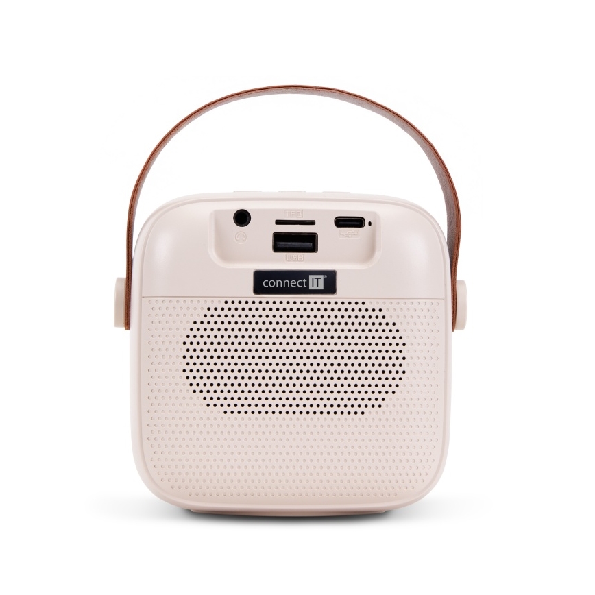 CONNECT IT CSP-1010-BG - LED RGB-kõlar koos 2 traadita mikrofoniga (2Mic), 5W/1200 mAh + 2x 400 mAh, kreemjas/kuldne