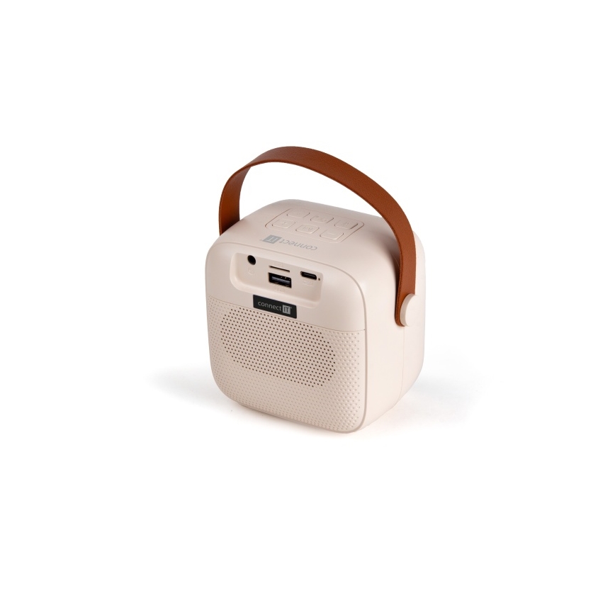 CONNECT IT CSP-1010-BG - LED RGB-kõlar koos 2 traadita mikrofoniga (2Mic), 5W/1200 mAh + 2x 400 mAh, kreemjas/kuldne