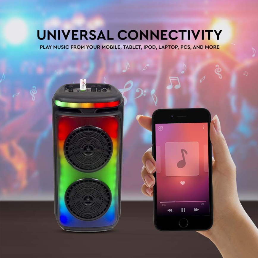 LED RGB Laetav kõlar mikrofoniga 400W/2400 mAh + kaugjuhtimispult