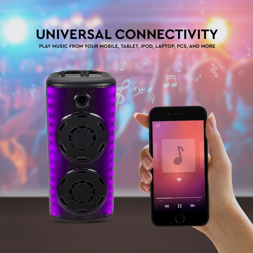 LED RGB Laetav kõlar mikrofoniga 600W/2400 mAh + kaugjuhtimispult