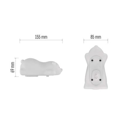 LED RGB laetav puutetundlik öövalgus LED/3,7V 1200 mAh karu