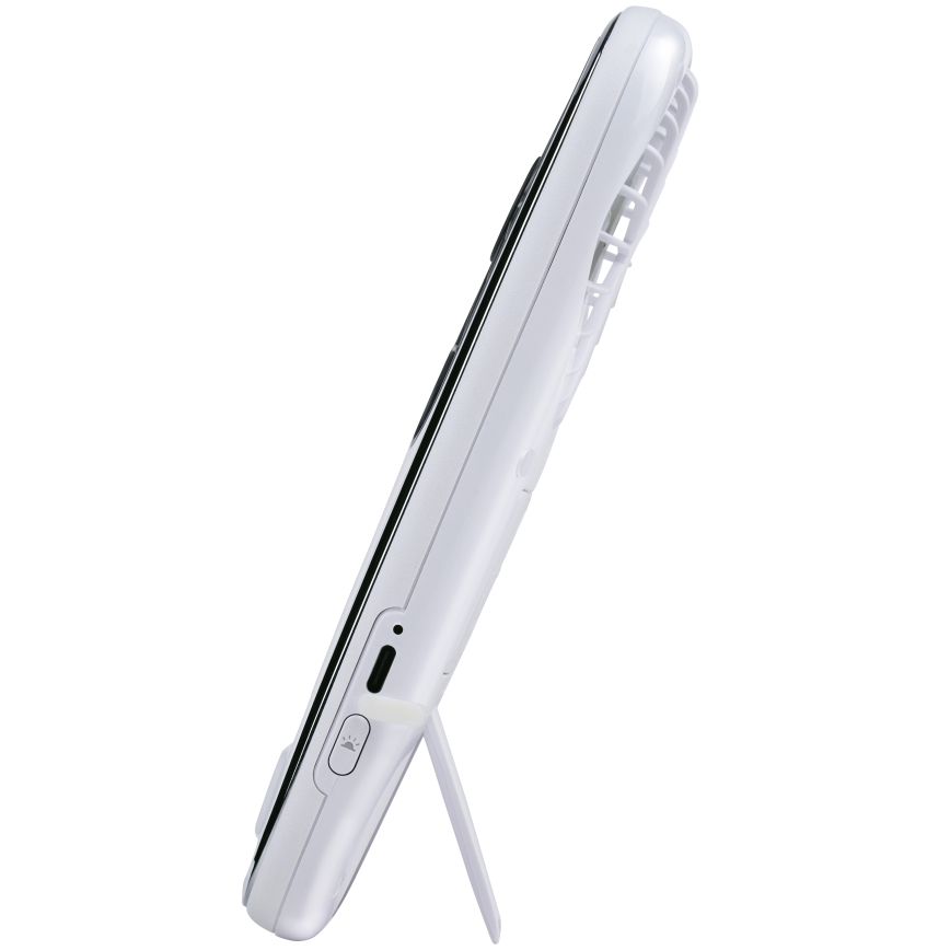 LED RGB laetav taskuventilaator uduefektiga 3,7 V 1200 mAh