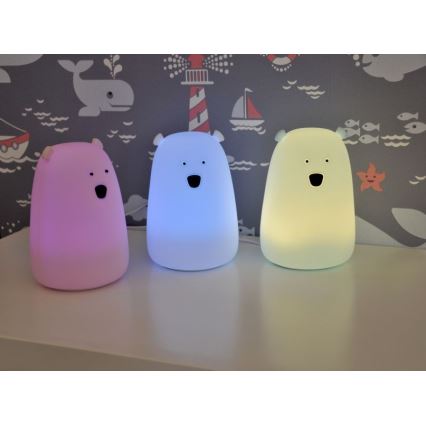 LED RGB Laste puutetundlik väike lamp BEAR LED/0,8W/5V sinine